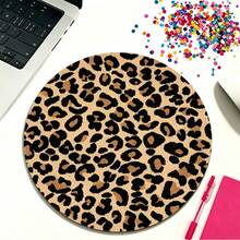 20*20*0.2cm Round Leopard Print Mouse Pad With Non-Slip Rubber Base, Funny Mouse Pad Suitable For Desktop Wireless Computer Mouse, Office, Laptop, Home Office Decor, Cute Office Supplies Gift For Women And Girls - View 2