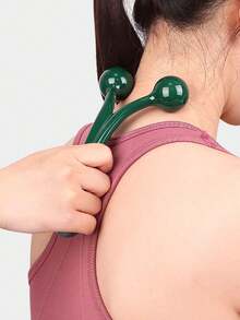 2pcs Massage Set Includes 1 Handheld Full Body 3-Ball Massager And Lymphatic Drainage Massager - Durable Plastic Round Face Roller, Suitable For Shoulders, Neck, Legs And Feet - Green Self-Massage Tool, Relieves Muscle Tension And Improves Blood Circulation - A - View 6