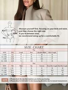 Women's Autumn Elegant Solid Beige Two Pieces Set For Women Longline Button Stand Collar Blazer And High Waist Shorts Chic Fall Formal Office Outfits - Beige - View 7