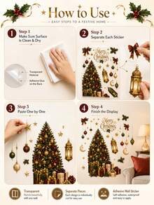 SUPSTICKER 1 Sheet Christmas Wall Stickers, Christmas Tree Gift Balloon & Ornament Design, 12.8*18.6 Inch, Home Party Decor - Christmas - View 11