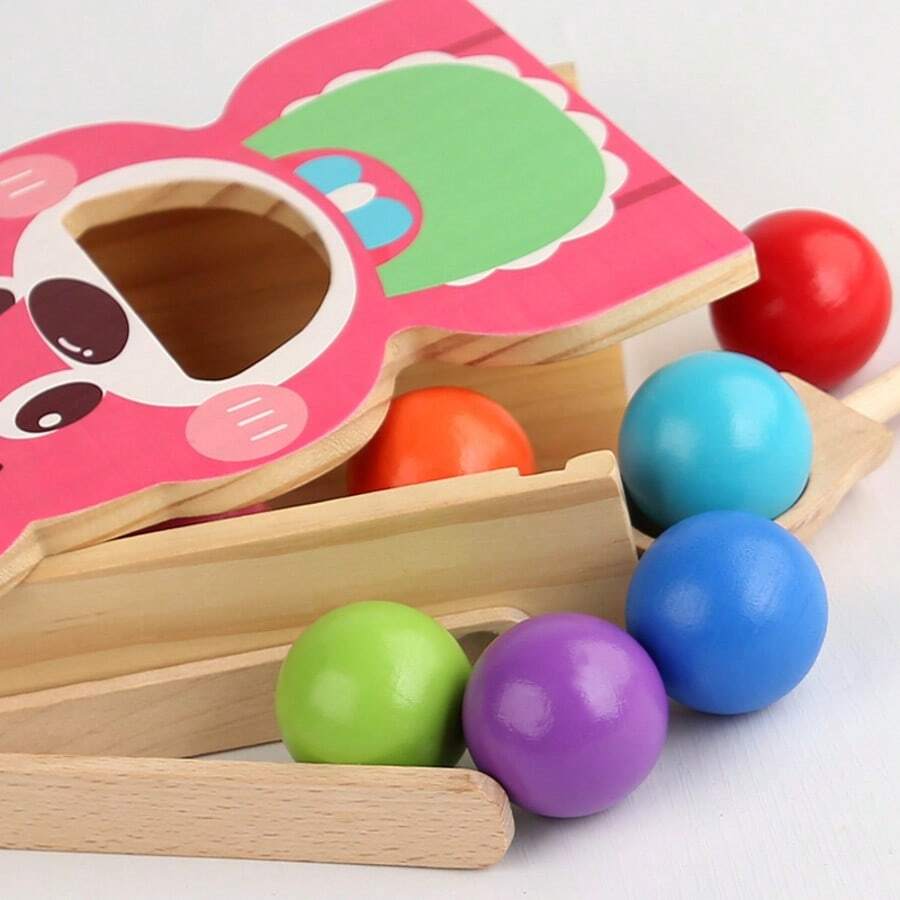 1 Set Children's Bear Feeding Tabletop Game, Chopsticks & Spoon Ball-Clamping Practice, Color Recognition Montessori Educational Toy, Baby Brain Development Desktop Toy