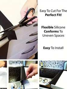 1/2/4Pcs Silicone Heat‑Resistant Kitchen Gap Filler, Flexible Stove Gap Cover, Anti‑Oil Soft Seal Strip, Silicone Gap Plug For Gas Stove, Countertop Space Filler For Kitchen Cooking Area - Multiple Styles - View 8