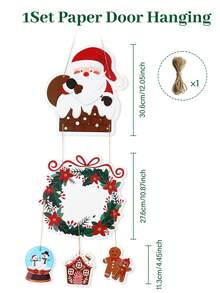 1 Set Christmas Paper Door Hanging Decor, Writable, Gingerbread House & Gingerbread Man Pendant, Christmas Decoration, Christmas Party Supplies, Christmas Wall Hanging Ornament, Holiday Front Door Sign, Home Decor, Winter Decoration - Multicolor - View 13
