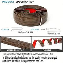 1m/1pc Self-Adhesive Wood Grain Floor Trim Strip, Edge Sealing Strip, Floor Joint Strip, Wood Grain PVC Threshold Trim, Peel And Stick, PVC Wear-Resistant Soft Plastic Door Bottom Anti-Collision Rubber Strip - Multicolor - View 7