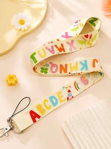 1pc Cute Letter Lanyard Keychain - Colorful Floral Design With "ABCD" Letters, Durable ID Holder, Suitable For Keys, Credit Cards, And Additions, Perfect Gift For Fans, Cute Keychain Accessory - A - View 2