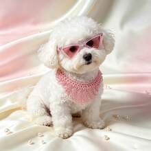 2pcs Pet Accessories Set: Beaded Pet Necklace + Cat Eye Fashion Glasses Set, Multi-Layer Pearl Neckpiece + Tinted Lenses, Adjustable Hypoallergenic Lightweight Comfortable, Fits Kittens, Ragdoll, British Shorthair, Teddy, Bichon, Pomeranian, Small Dogs, Pet Birthday Party Photo Shoot, Highly Attractive Cute Pet Outfit - Multicolor - View 4