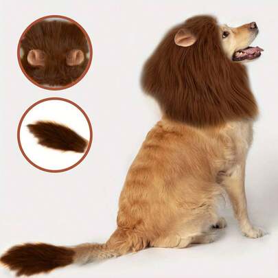 Pet Lion Mane Costume, Lion Style Dog Clothes, Cute And Funny Pet Outfit, Pet Wig, Lion Mane Cosplay Dog Hat With Ears, Party Decoration Supplies