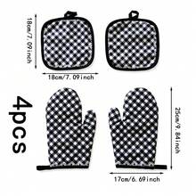 Heat-Resistant Gloves And Pads Set, Fashionable Printed Pattern, Suitable For Baking, Cooking, Grilling - View 25