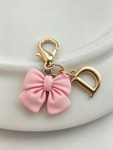 Pink Compact Bowknot Letter A-Z Keychain Pendant, Matching Bag Charm, Seasonal Opening Halloween Interactive Small Gift - Multicolor - View 13