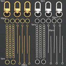 160pcs DIY Beaded Keychain Set, Includes 10 Keychains + 100 Open Jump Rings + 40 Lobster Clasps + 10 Chains, Beaded Keychains, Phone Charms, Bag Chains, Clothing Accessories, Party Gift Set, Jewelry Making Keychains - Keychain & Extension Chain & 9-pin & Jump Ring - View 13