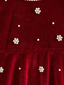 Girls' New Spring/Autumn Long Sleeve Fashion Casual Dress For Christmas - Burgundy - View 4