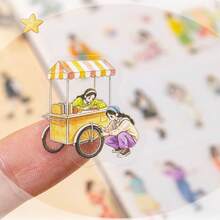 30 Sheets/Bag Sticker Book Human Sea Series Character Daily PET Small Stickers, Scrapbook Supplies Notebook Accessories, Used For Decorating Cards, Photo Frames, Computers, Phone Cases, Water Cups, Magazines, Stationery Boxes, Luggage, Desktop Decoration - Multicolor - View 5