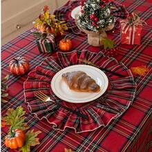1pc Red & Green Plaid Art INS Style Christmas Atmosphere Decorative Tablecloth, Suitable For Holidays, Christmas And Home Decor - Red - View 9