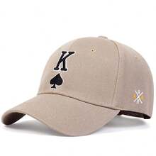 1 buah Topi Baseball Pria dengan Bordir Hati Huruf K, Perlindungan Matahari yang Dapat Diatur, Cocok untuk Perjalanan Luar Ruangan Musim Semi/Musim Gugur, Pantai, Pesta - Khaki - View 5
