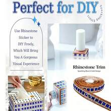 1pc Self-Adhesive Crystal Decorative Strip Suitable For DIY Crafts And Versatile Decorative Rhinestones - Red - View 2