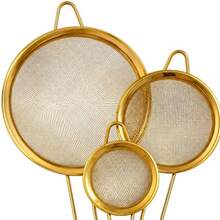 1/3pcs Gold Fine Mesh Strainer, Gold Flour Sifter For Baking, Stainless Steel Sieve, Gold Matcha Filter, Sauce Separator, Noodle Strainer, Long Handle Tea Infuser, Coffee, Food - Multicolor - View 1