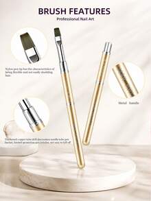 JOCNAIL Colorful Sandblasted Handle Nail Art Brush Dual Head Liner Painting Drawing Pen Metallic Aluminum UV Gel Manicure Tool - Multicolor - View 2