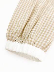 Girls' Cotton Plaid College Style Contrast Color Ruffle Peter Pan Collar Autumn Back To School Outfit - Multicolor - View 7