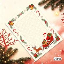 Christmas Theme Stationery, 30 Sheets/Pack, Snowflake Candy Reindeer Santa Claus Pattern, High-Quality Paper Exquisite Printing, Suitable For Writing Letters Or Messages, Also Can Be Used For Christmas Decoration - Rectangle - View 12