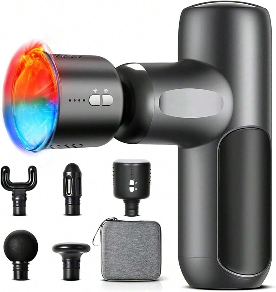 Hot & Cold Handheld Electric Massager - Deep Tissue Massager, 3200 RPM Quiet Percussion Massager For Professional MuscleRelaxation Tool, Type-C Charging, Includes Carry Case - Black - View 1