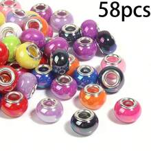 28/58/108 Resin Ceramic AB Color Round Beads As Spacers, With A Silver Bead Core, Suitable For DIY Bracelets, Jewelry Making, And Craft Making - Assorted Colors - View 9