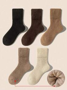 1/5/10 Pairs Random Toddler Socks, Baby Boy Fall Season, Earth Tones,Fall Socks For Girls, Kids Fall Season Essentials, Thick Ribbed Cuff, Winter Wear - Multicolor - View 5