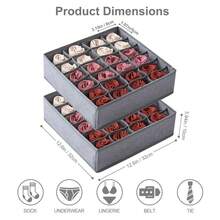Fabric Drawer Organizer Divider Box – Built-In PP Board Support Foldable Storage Box, Underwear Socks Underpants Classification Storage Box, Suitable For Wardrobe Drawer Bedroom Clothing Divider Storage - Multicolor - View 7