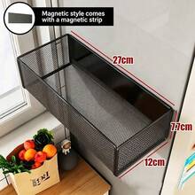 1pc Kitchen Storage Rack, Refrigerator Side Magnetic Storage Rack, Perforated Board Gap Magnetic Hanging Basket, Spice Rack, Kitchen, Storage, Kitchen Storage Rack, Kitchen Utensils, Kitchen Accessories, Kitchen Organization Storage, Basket - Multicolor - View 10