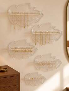 4/2/1pc Leaf Design Jewelry Display Stand, Necklace Earring Stud Storage Hooks, Multi-Functional Jewelry Storage Hooks With 7 Hooks, Suitable For Necklaces, Bracelets And Earrings, Durable Plastic Material, Home Decor Storage Rack, Space-Saving, Can Display Rings, Earrings And Accessories, Jewelry Tower, Jewelry Display Stand - Multicolor - View 7