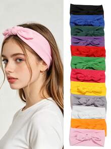 1pc Casual Minimalist Versatile Soft Absorbent Rabbit Ear Headband, Suitable For Children's Daily School Wear, Sports Multi-Functional Children's Hair Accessory - Multicolor - View 1