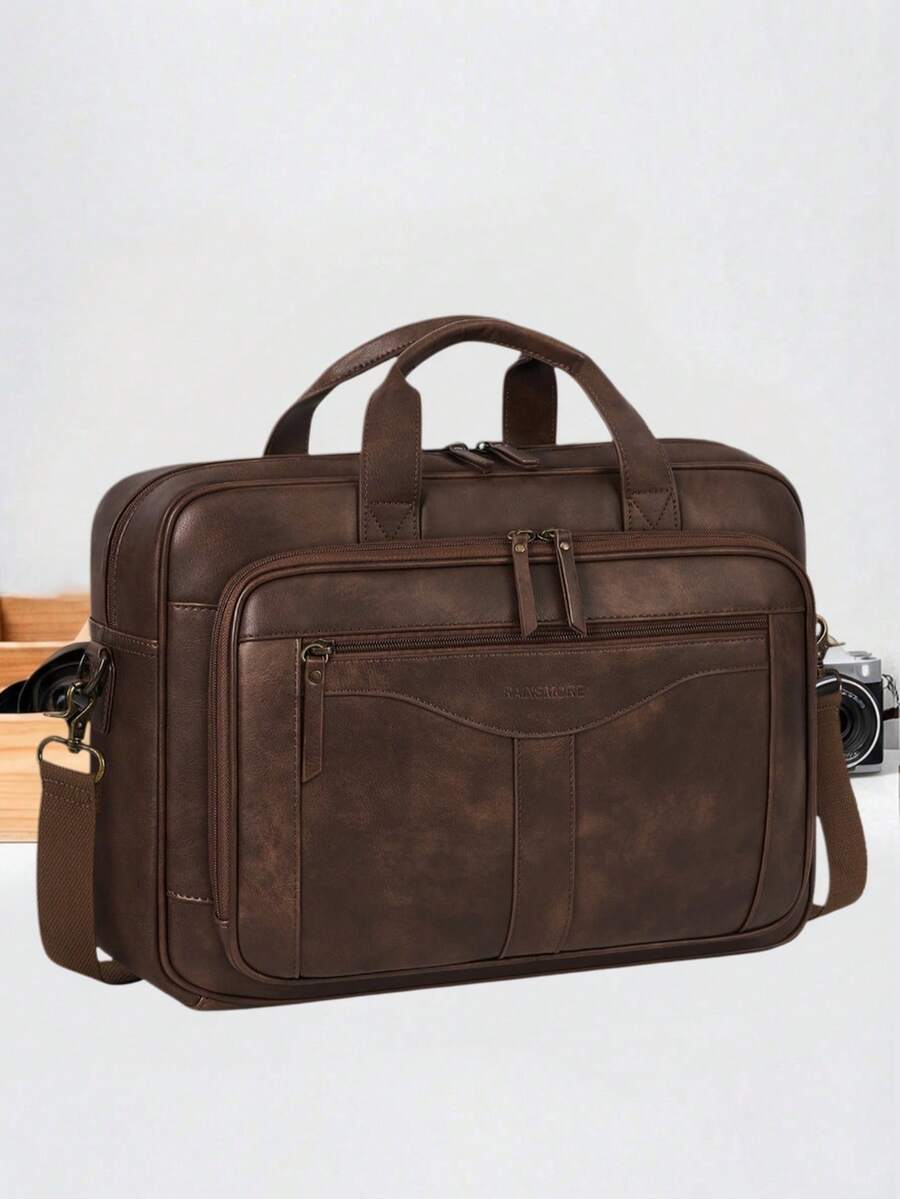 Messenger Bag For Men, 16 Inch Vintage PU Laptop Briefcase - Multicolor - View 1