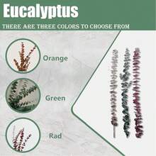 5/10/15/20/30pcs Eucalyptus Leaf Decorative Artificial Eucalyptus Stems, Realistic Touch Artificial Greenery Branches, Suitable For Wedding Bouquets, Centerpieces, Home And Office Decor - Orange - View 6