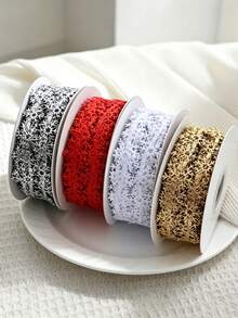 Christmas Snowflake Pattern Ribbon, Multiple Colors Available. Suitable For All Christmas Gift Wrapping, Holiday Floral Arrangement, Bow Making, Wreath Making, Tabletop Decoration, DIY Decoration - One Size Fits All - View 2