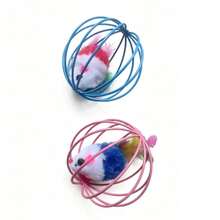 Colorful Cage Mouse Toy Set, Relieve Cat Boredom, Full Of Fun - Interactive Rolling Ball And Mouse Toys, Let Your Cat Have A Great Time. 1/2/5 Random Colors - A - View 9