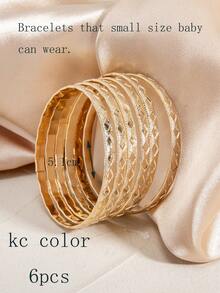 6pcs Fashion Personalized Unique Design Popular Versatile Metal Geometric Rhombus Stackable Bracelets - Multicolor - View 10