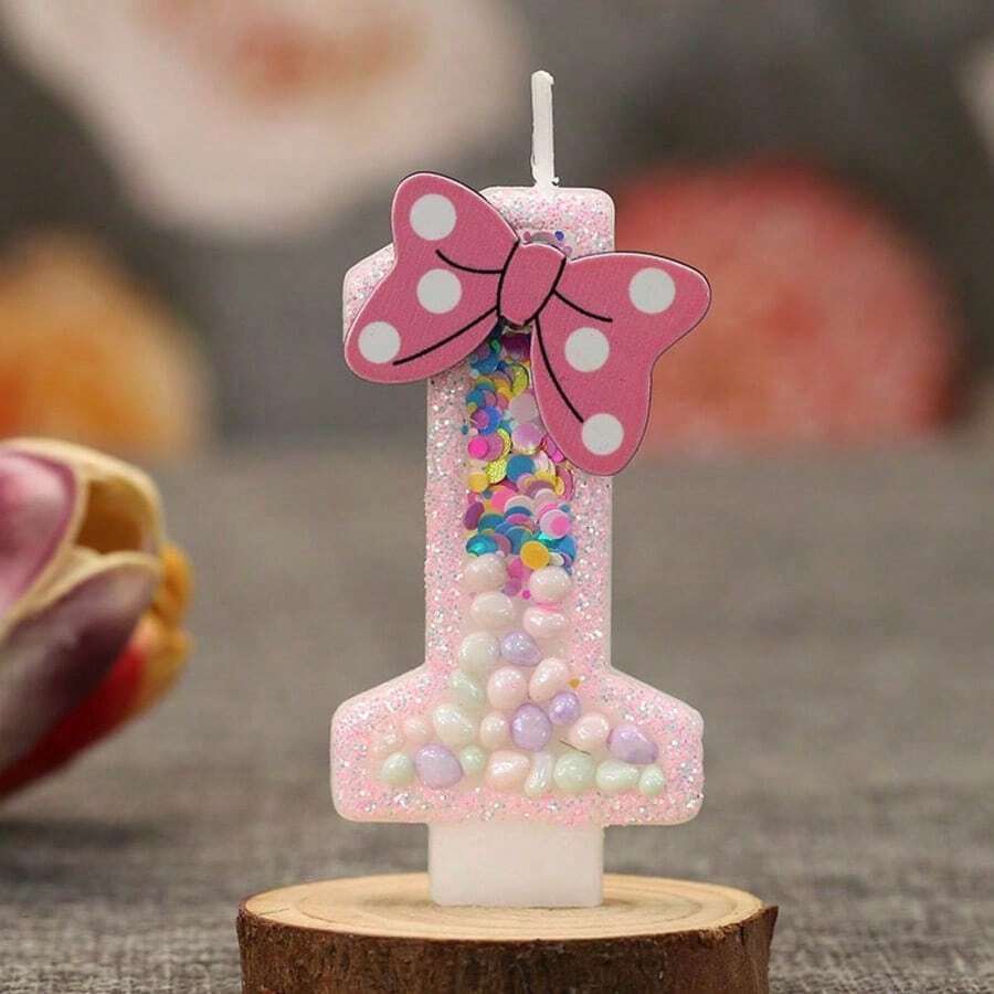1pc Birthday Number Candle With Pink Strawberry Design, Decorative Cake Candle, Perfect For Birthdays, Graduation, Room Decoration, Party Favors & Gifts