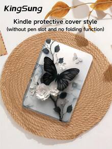 Kingsung Dark Butterfly & Flower Pattern Y-Shaped Folding Acrylic Tablet Case Compatible With Samsung Tablets/Pad Mini6/7/9.7/10.2/10.5/10.9/12.9/Pro 11, 10th Generation, Protective Cover Supports Multi-Angle Adjustment, Six Ways To Place The Bracket, Built-In Pen Slot, Anti-Drop Protection, Automatic Wake/Sleep.Compatible With Kindle Paperwhite 12th Gen 2024,Kindle 11th Gen 2022,Clara Colour. - Multicolor - View 10