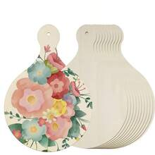 5pcs Natural Wood Handle Wooden Slices With Holes Blank Wooden Hanging Tags DIY Hand-Painted Graffiti Decorative Wooden Base Board Craft Materials - A - View 1