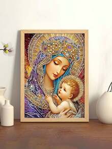1pc 5D Diamond Painting Kit, Virgin Mary Theme, Colorful Round Acrylic Rhinestones, Full Drill DIY Set, Suitable For Home Wall Decor And Creative Gift, Ideal Choice For Holidays - Sets - View 3