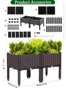 Elevated Garden Planter Box With Legs, Traditional Black Woven Plastic Container, Suitable For Outdoor Gardening, Can Grow Flowers, Vegetables And Herbs, Sturdy And Lightweight Elevated Garden Planting Tray, Multi-Functional Design - Multicolor - View 10