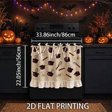 1PC Kitchen Stove Curtain, Cabinet Curtain, Apron. Features A 2D Graphic Print Design With A Kitchen Cookware Print. Can Be Used As A Stove Curtain, Oven Curtain Or Kitchen Sink Curtain-Perfect For Halloween Decorations - Multicolor - View 8