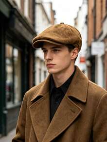 1pc Men's Vintage Plaid Wool Newsboy Cap, Fashion Artistic Painter Forward Cap, Suitable For Daily Street Wear - Suede Baseball Cap - View 5