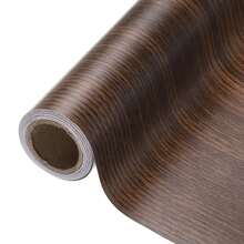 1 Roll Self-Adhesive Vinyl Wallpaper Wood Grain Wall Sticker Decorative Film Contact Paper Kitchen Wall Home Decor - Black Walnut Wallpaper - View 11