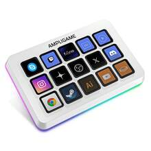 AmpliGame Gaming Controller With 15 Shortcuts For OBS Streaming Studio With Macro Keys, Trigger Actions, PC Media RGB Controller For Content Creation/Office Work-FIFINE D6 (Global Version) - View 2