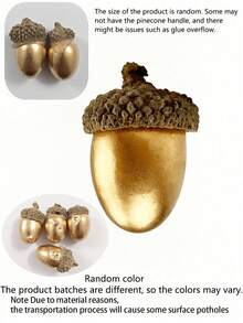 50/10個裝人造金色橡實，適用於居家廚房裝飾、聖誕與秋季桌面佈置，塑膠材質，免電池免電源 - 彩色 - 查看 4