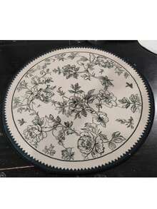 1 Stück Vintage-Teppich, handbemalt, schwarz-floral, rund – verschiedene Größen (Durchmesser 60–160 mm) erhältlich, 850 g/m² dickes, weiches Flanellmaterial, rutschfeste Unterseite, flecken- und schmutzabweisend – perfekt für die Dekoration von Wohnzimmer, Schlafzimmer, Kinderzimmer, Terrasse, Küche, Esszimmer, Waschküche, für alle Jahreszeiten geeignet, auch als Festtagsdekoration! - Verschiedenfarbig - Übersicht 8