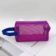 1pc New Dopamine Octagonal Mesh Waterproof Toiletry Bag, Small Travel Makeup Organizer, Portable Large Capacity Storage Bag - Multicolor - View 7