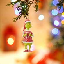 Panini 4-19pcs Creative Green Elf Christmas Hanging Ornaments, 2D Acrylic Flat Hanging Decorations, Classic Christmas Holiday Image, Suitable For Christmas Tree, Car Rearview Mirror, Window Display, Party Scene Decoration, Strong Holiday Atmosphere - View 4