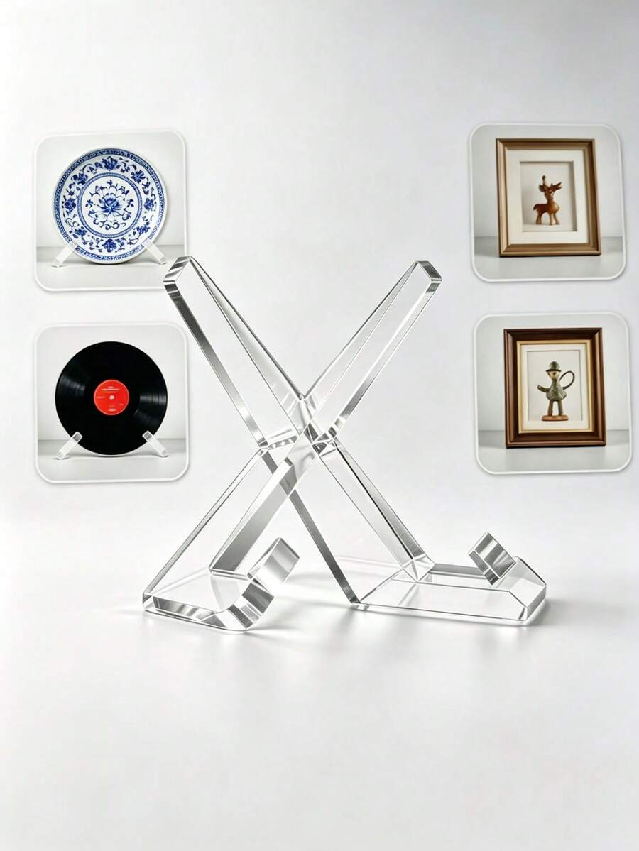 X-Shaped Clear Acrylic Display Stand, Multi-Functional Easel Holder, Suitable For Plates, Photo Frames, Vinyl Records, Artwork, Decorative Souvenirs