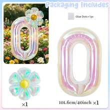 40Inch Colorful Transparent Number Balloons & Large Transparent Daisy Foil Balloons, For Birthday Party, Anniversary Decoration - View 8